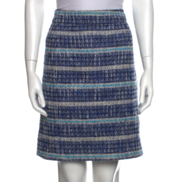 Tory Burch Tweed Darren Skirt in‎ Normandy Blue sz 4 - Picture 1 of 4